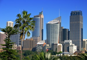 A view of Sydney's skyline from the Royal Botanical Garden. 30.07.12